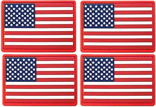 4 Pack US USA Flag Patch Emblem United States of America Military Army Tactical Morale Patch for Hats Backpacks Caps Jackets   More