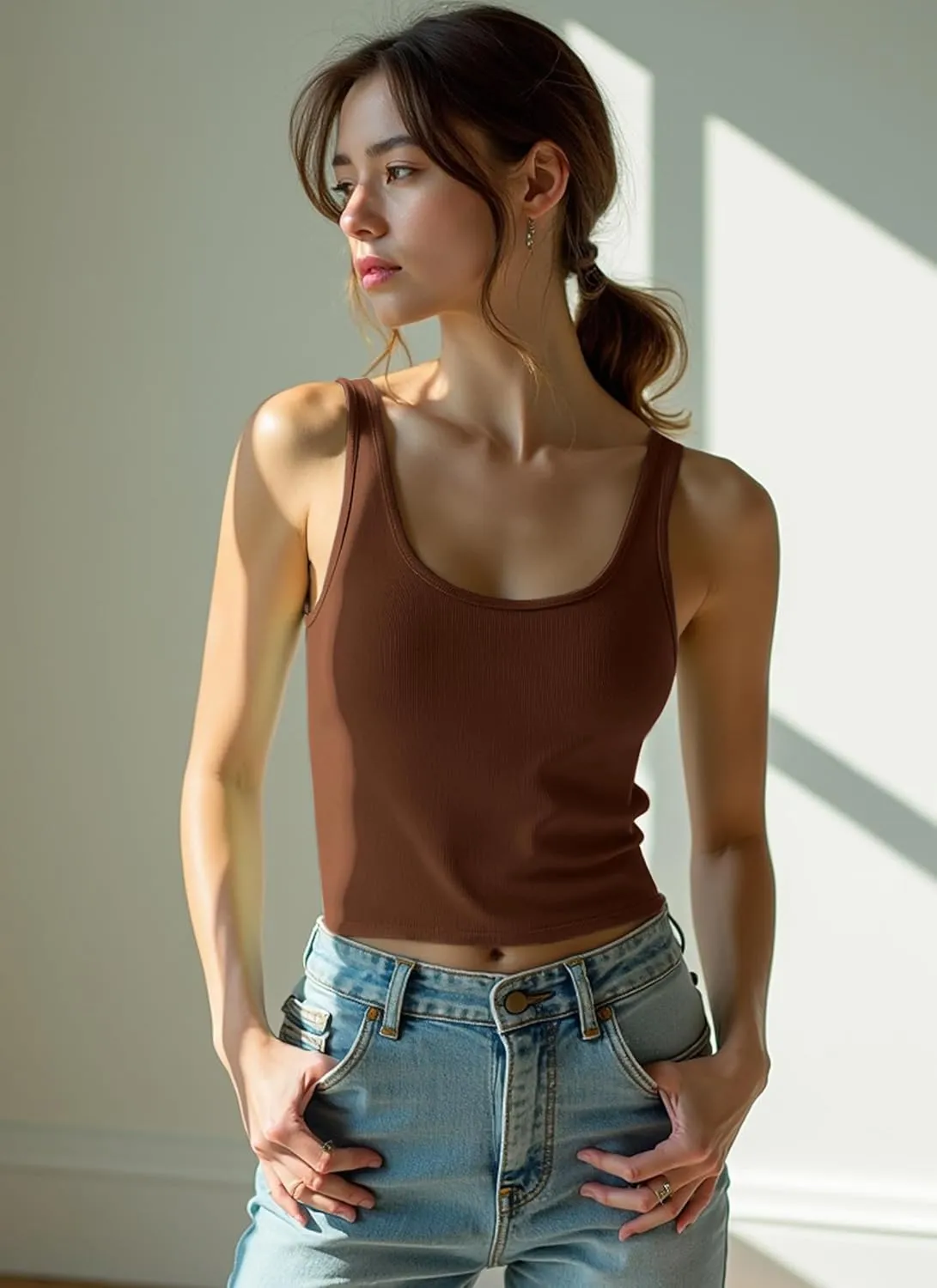 4 Pieces Women's Scoop Neck Tank Tops Cotton Sleeveless Workout Shirts Sports Yoga Crop Top for Women