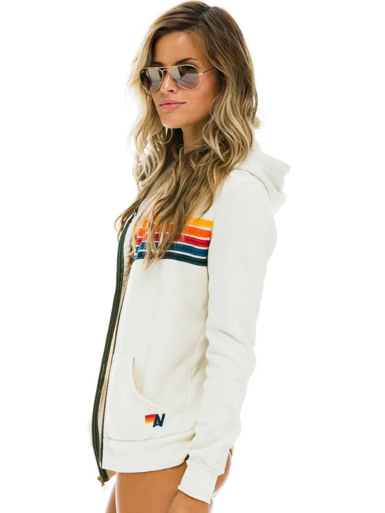 5 Stripe Hoodie Vintage White