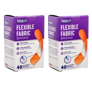80 Ct Flexible Fabric Bandages Stretchable Non-Stick Pad First Aid Heal Wounds
