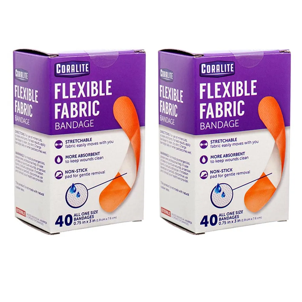 80 Ct Flexible Fabric Bandages Stretchable Non-Stick Pad First Aid Heal Wounds