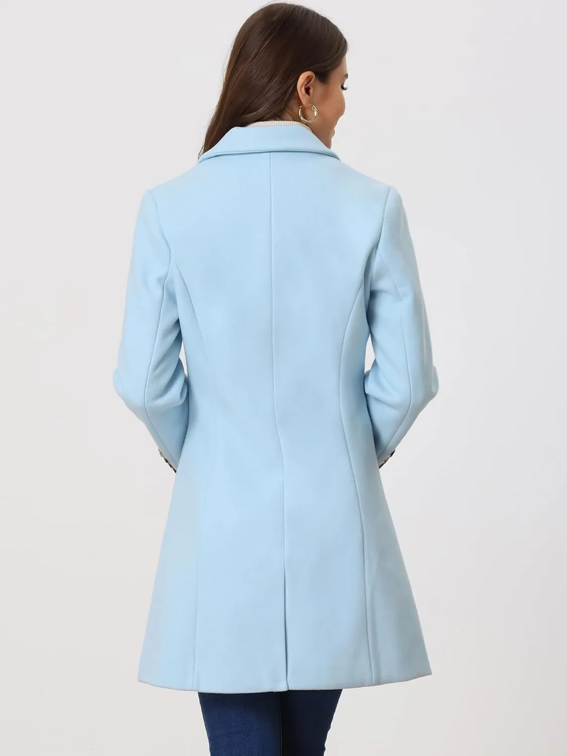 Allegra K Women's Trench Coats Single Breasted Long Outerwear Winter Coat
