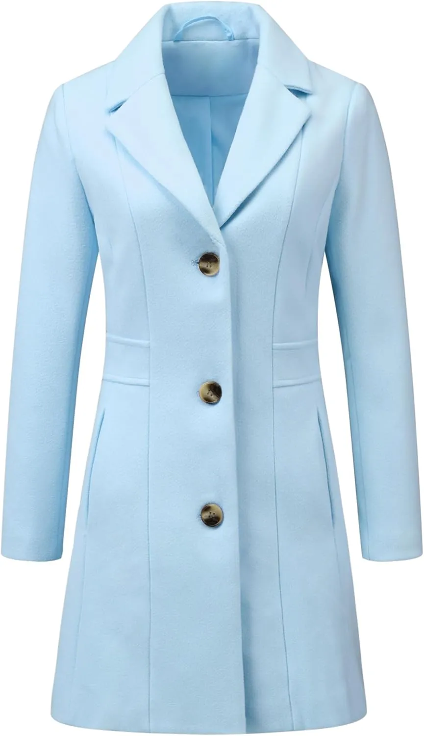 Allegra K Women's Trench Coats Single Breasted Long Outerwear Winter Coat