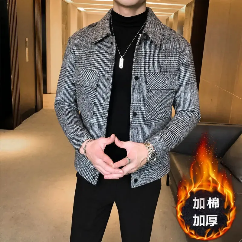 Autumn Winter KPOP Fashion Style Harajuku Slim Fit Windbreak Loose Casual Outerwear Korean Style Lattice Plush Button Jacket