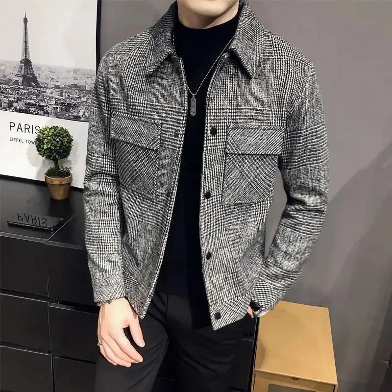 Autumn Winter KPOP Fashion Style Harajuku Slim Fit Windbreak Loose Casual Outerwear Korean Style Lattice Plush Button Jacket