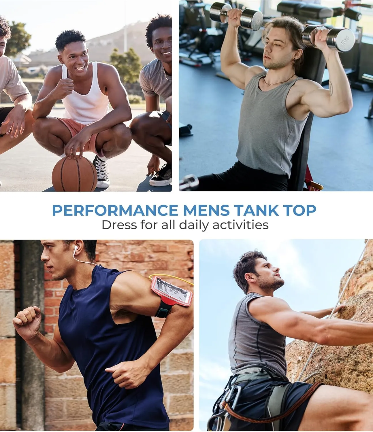 BAMBOO COOL Men's Tank Top Undershirts Moisture Wicking Breathable, Fitted Ruglar Fit T Shirts for Men 3 Pack