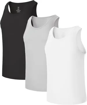 BAMBOO COOL Men's Tank Top Undershirts Moisture Wicking Breathable, Fitted Ruglar Fit T Shirts for Men 3 Pack
