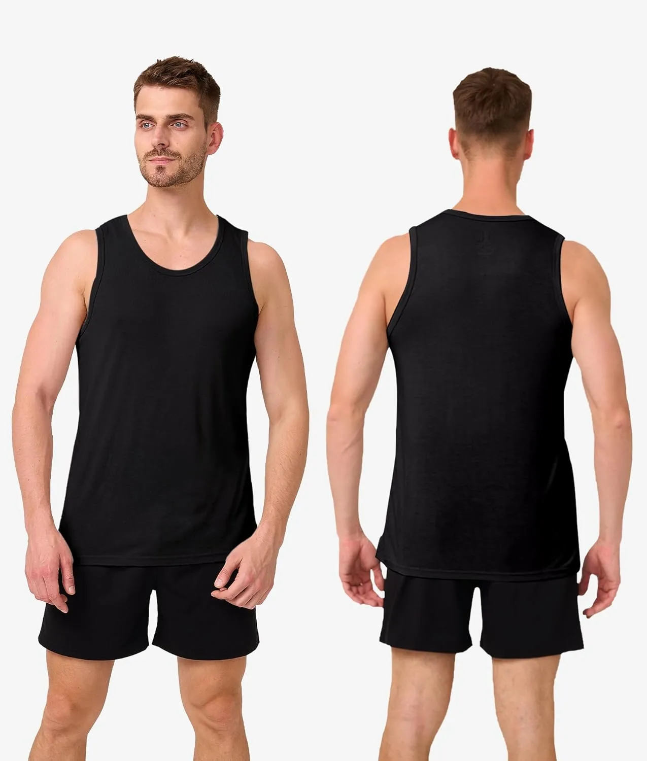 BAMBOO COOL Men's Tank Top Undershirts Moisture Wicking Breathable, Fitted Ruglar Fit T Shirts for Men 3 Pack