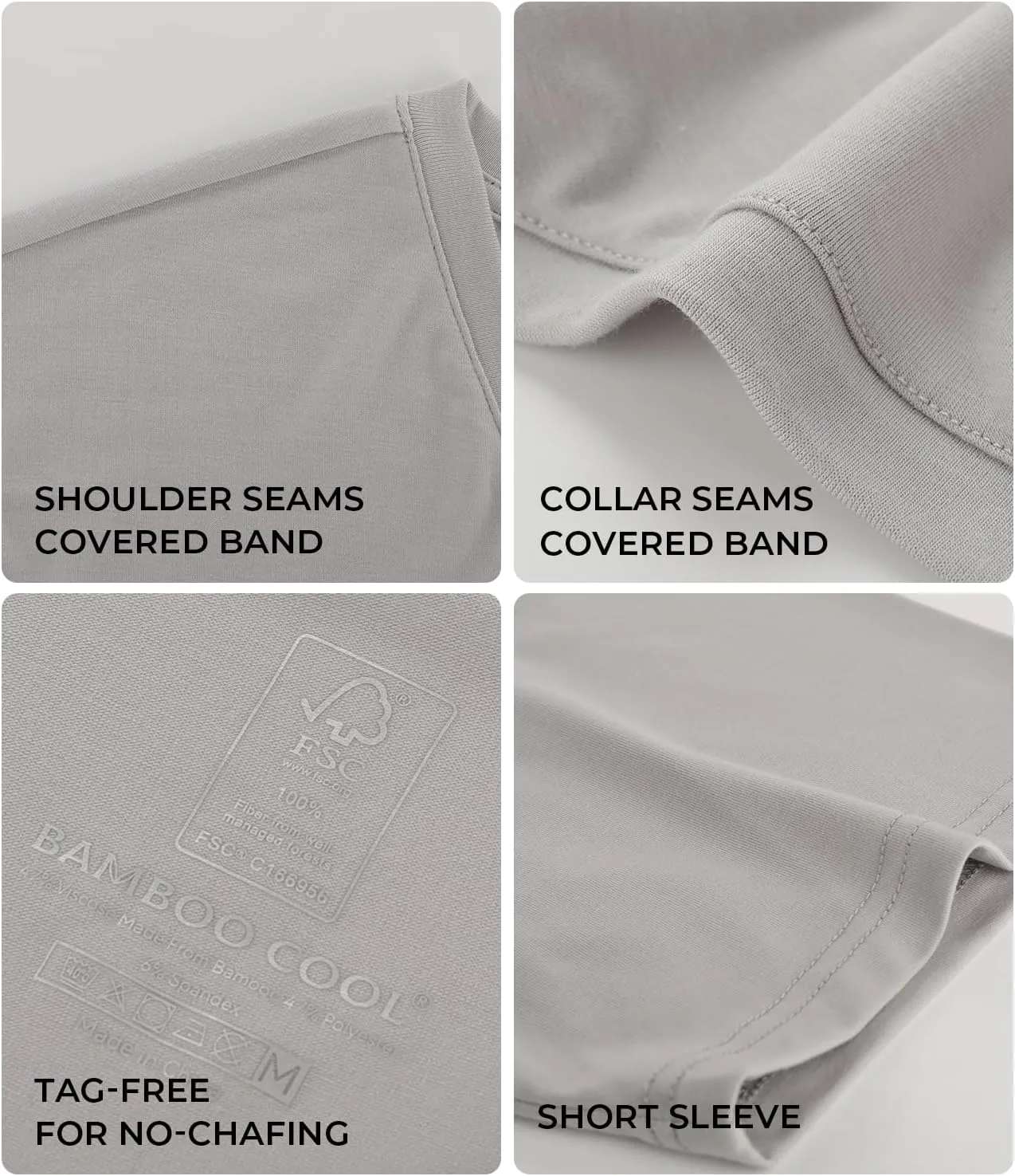 BAMBOO COOL Mens Undershirts Slim Fit V-Neck/Crewneck, Moisture-Wicking T-Shirts Soft Stretch White Tees for Men, 3 Pack