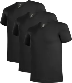 BAMBOO COOL Mens Undershirts Slim Fit V-Neck/Crewneck, Moisture-Wicking T-Shirts Soft Stretch White Tees for Men, 3 Pack