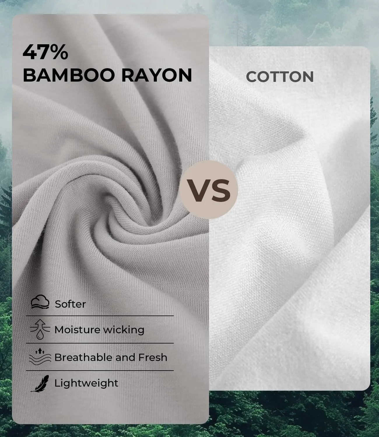 BAMBOO COOL Mens Undershirts Slim Fit V-Neck/Crewneck, Moisture-Wicking T-Shirts Soft Stretch White Tees for Men, 3 Pack