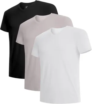 BAMBOO COOL Men's Undershirts Stretch V Neck T-Shirts,Breathable and Moisture-Wicking Tees for Men 3 Pack