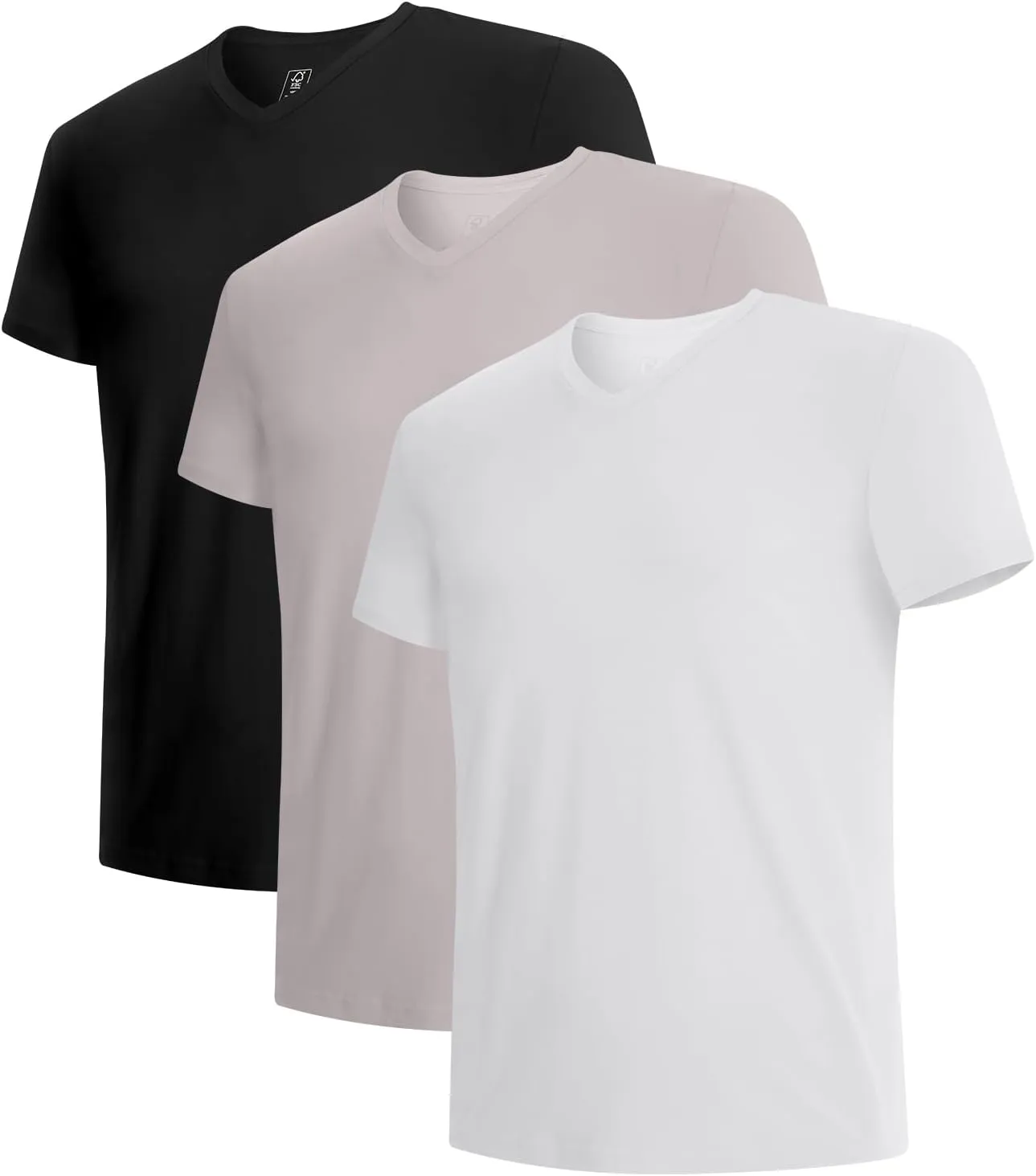 BAMBOO COOL Men's Undershirts Stretch V Neck T-Shirts,Breathable and Moisture-Wicking Tees for Men 3 Pack