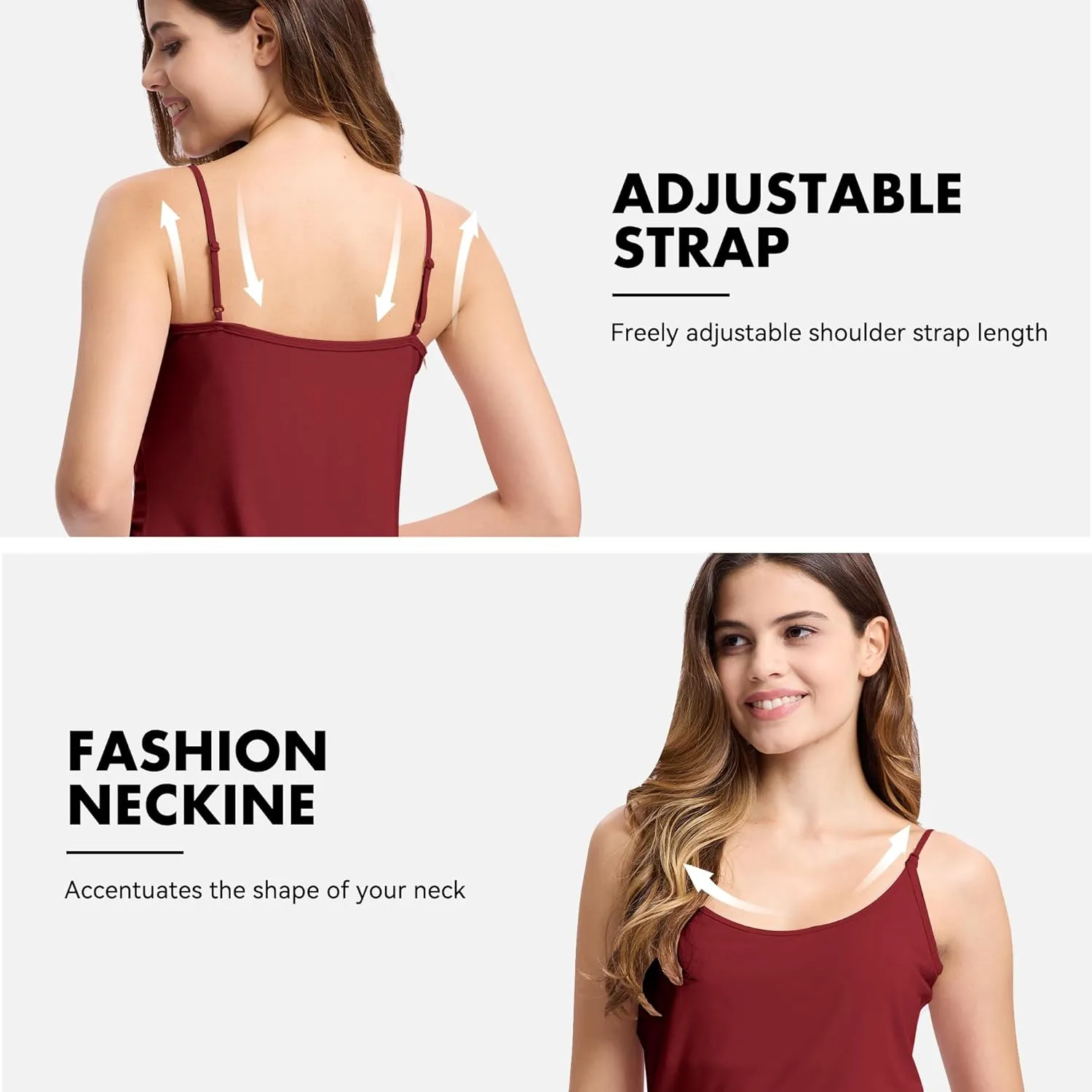 BAMBOO COOL Women's Lingerie Camisoles Tanks Top Spaghetti Strap Tank Tops and Slim-Fit Cami Undershirts 3 Pack