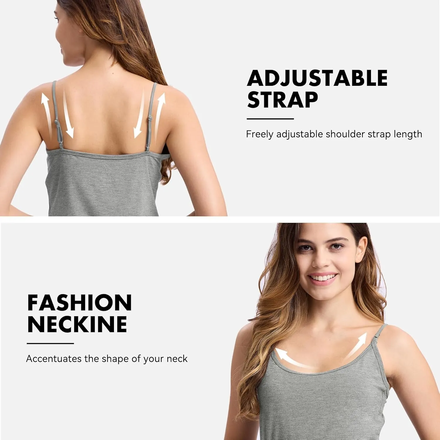 BAMBOO COOL Women's Lingerie Camisoles Tanks Top Spaghetti Strap Tank Tops and Slim-Fit Cami Undershirts 3 Pack