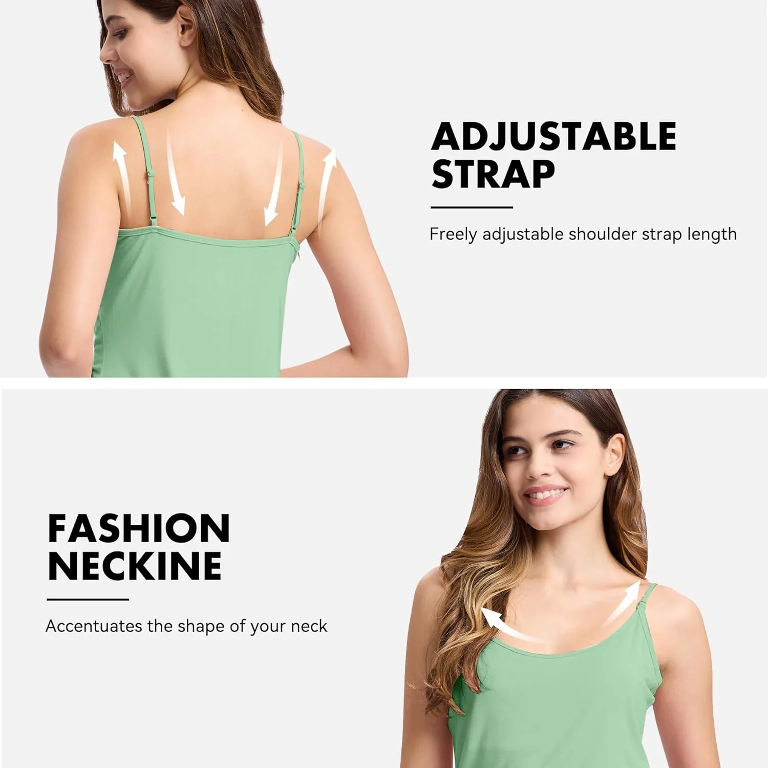 BAMBOO COOL Women's Lingerie Camisoles Tanks Top Spaghetti Strap Tank Tops and Slim-Fit Cami Undershirts 3 Pack