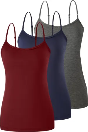 BAMBOO COOL Women's Lingerie Camisoles Tanks Top Spaghetti Strap Tank Tops and Slim-Fit Cami Undershirts 3 Pack