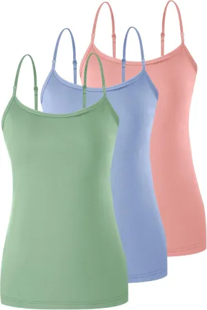 BAMBOO COOL Women's Lingerie Camisoles Tanks Top Spaghetti Strap Tank Tops and Slim-Fit Cami Undershirts 3 Pack
