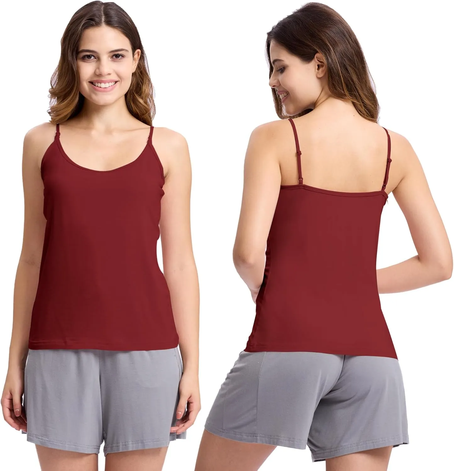 BAMBOO COOL Women's Lingerie Camisoles Tanks Top Spaghetti Strap Tank Tops and Slim-Fit Cami Undershirts 3 Pack