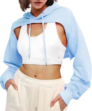BEJONS Women Long Sleeve Cropped Super Crop Top Hoodies Sweatshirt Aesthetic Punk Hip Hop Dance Sexy Rave Cloth