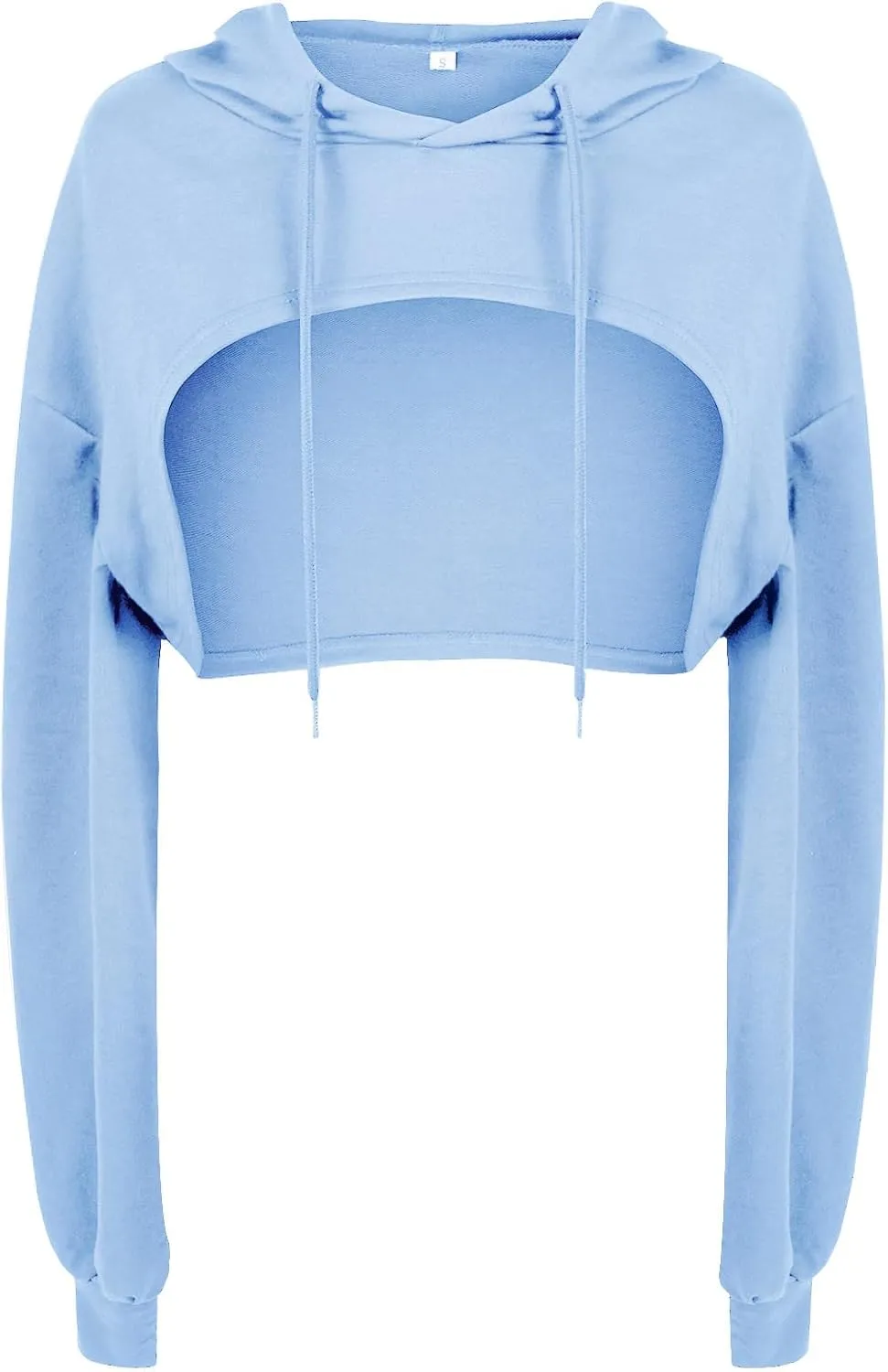 BEJONS Women Long Sleeve Cropped Super Crop Top Hoodies Sweatshirt Aesthetic Punk Hip Hop Dance Sexy Rave Cloth