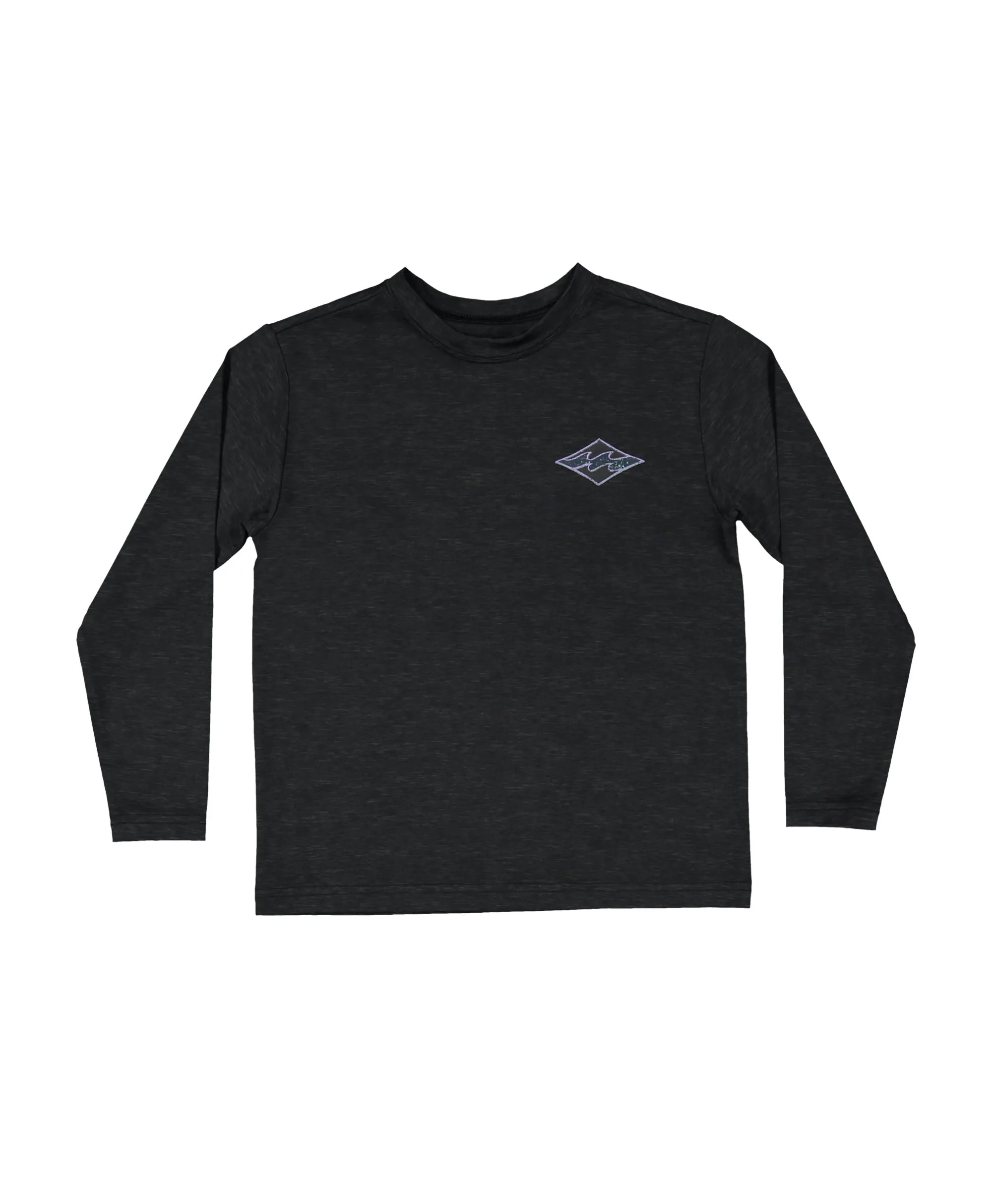 Billabong Groms Diamond Shoreline Lf Ls Rash Vest - Black Heather