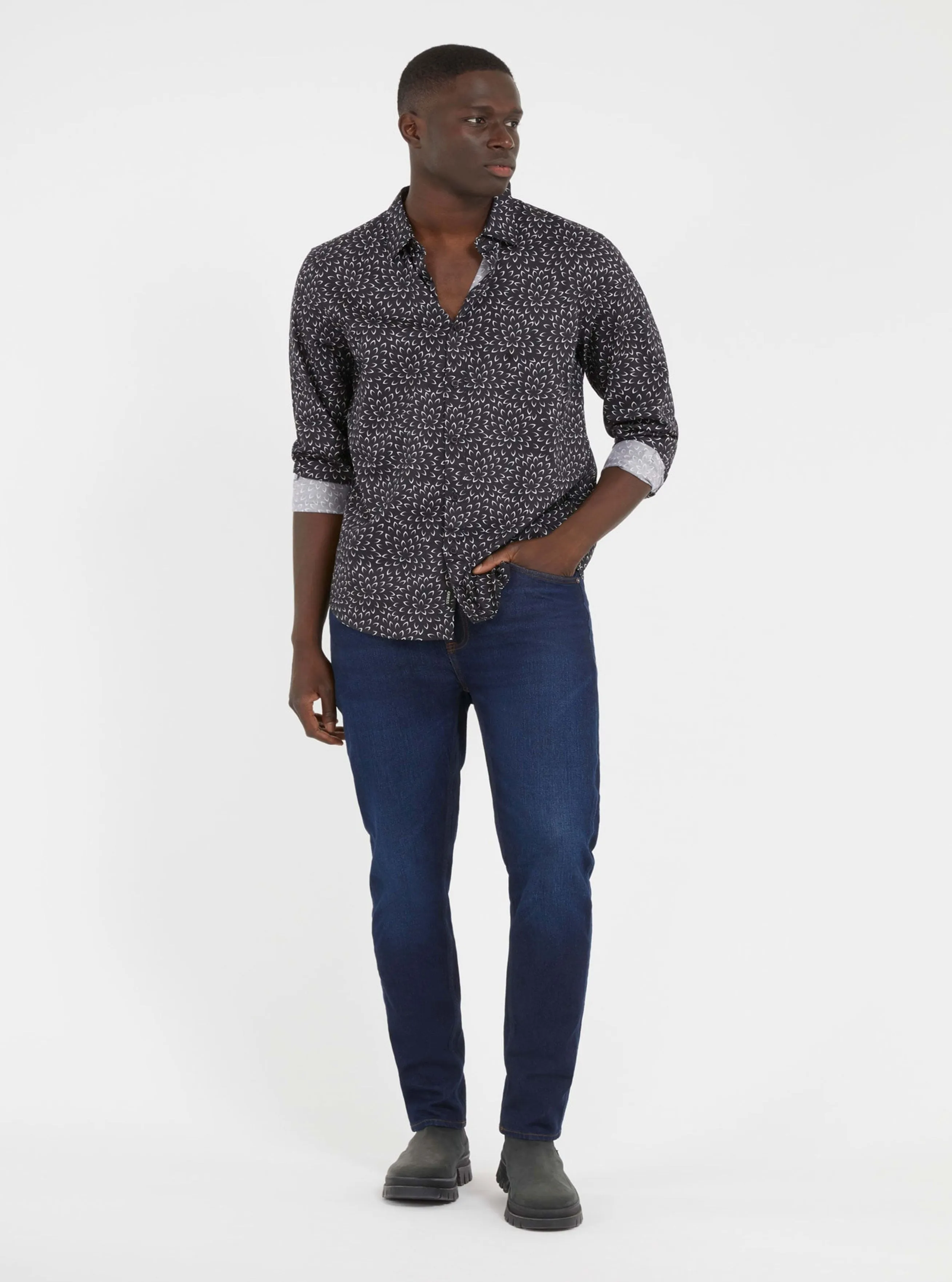 Black Floral Luxe Detached Shirt