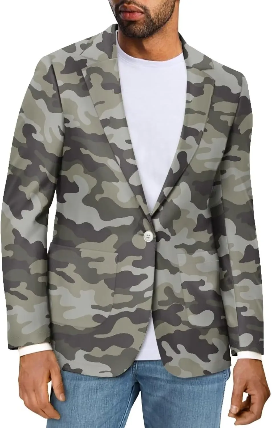 Blazer for Men Notched Lapel Suit Jacket Casual Business Jackets Sports Coats Slim Fit with Functional Pockets