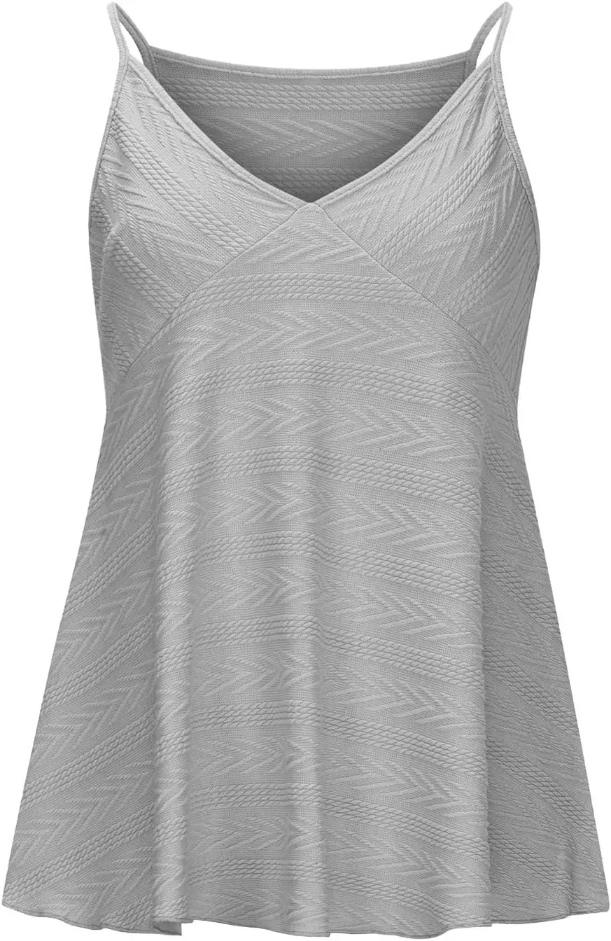 BZGTZT Womens Tank Tops V Neck Basic Solid Color Tunic Casual Flowy Summer Sleeveless Camisole Spaghetti Strap Peplum Tops