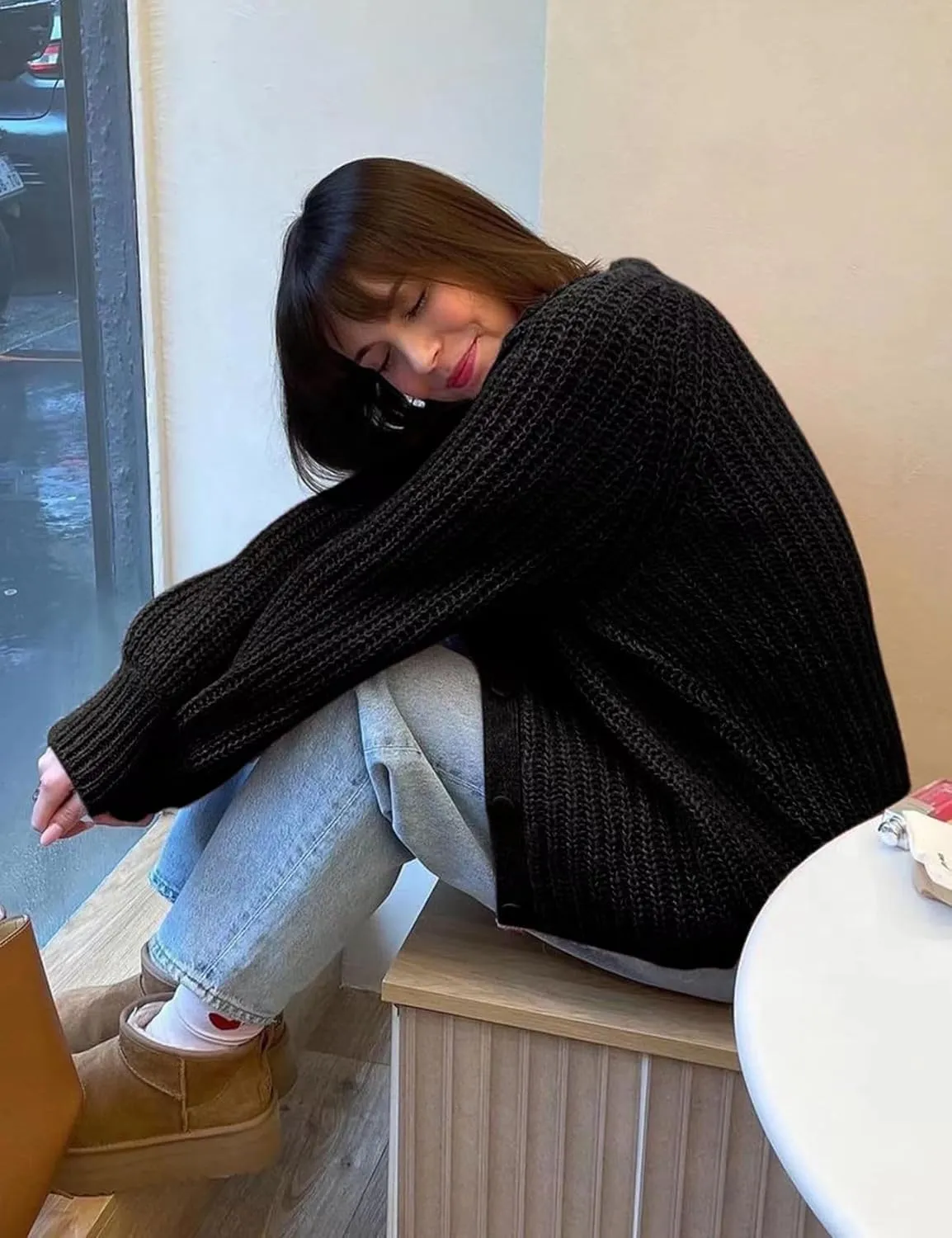 Cardigan Sweaters for Women Chunky Knit Cardigans Long Sleeve Button Sweater Jacket 2024 Fall Winter