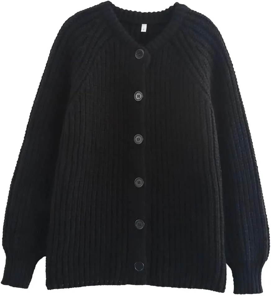 Cardigan Sweaters for Women Chunky Knit Cardigans Long Sleeve Button Sweater Jacket 2024 Fall Winter