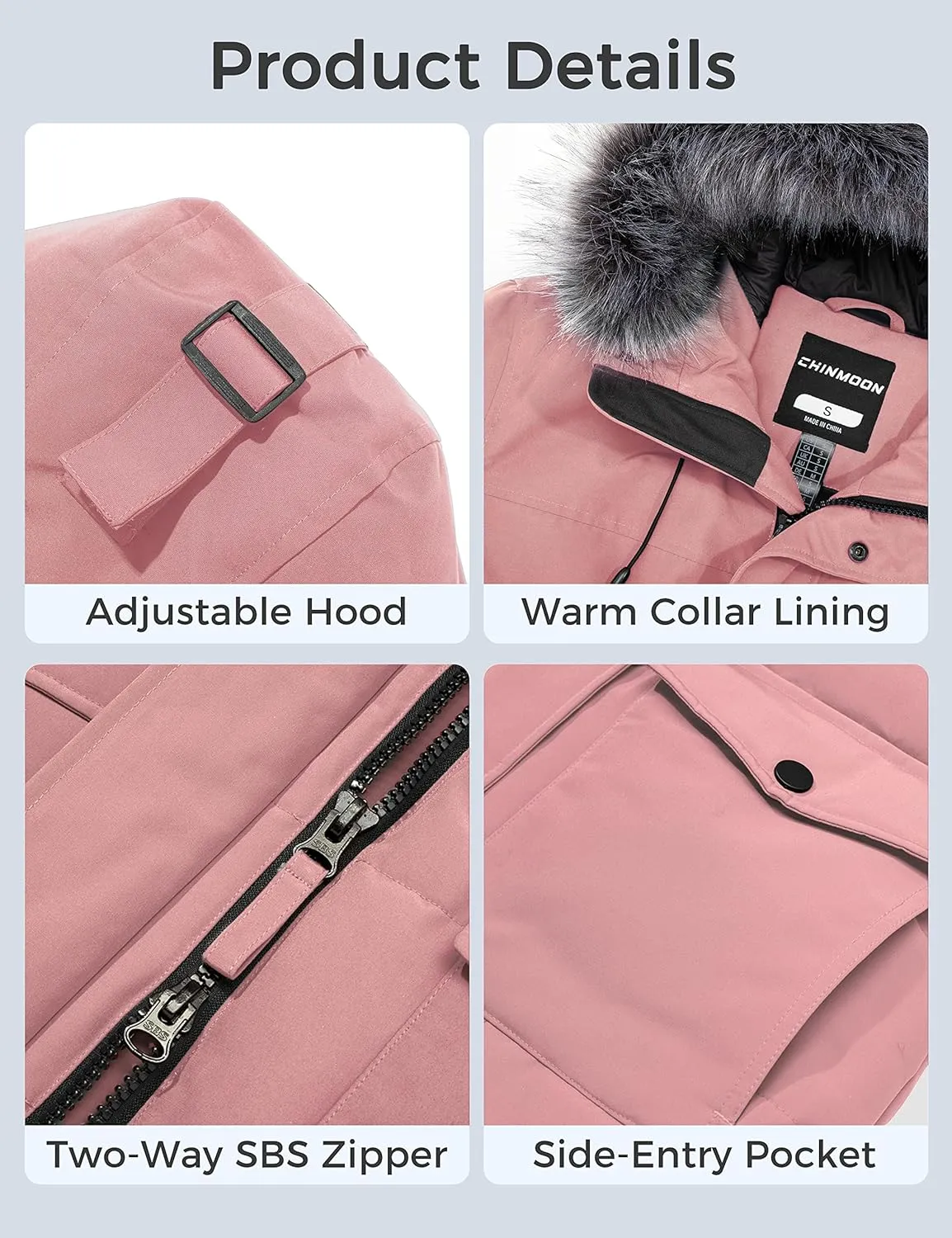 CHINMOON Women's Winter Coat Thickened Warm Parka Long Puffer Jacket