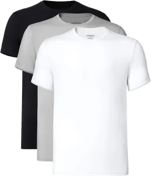 COLORFULLEAF Men's Undershirts Bamboo Rayon Short Sleeve Crewneck/V-Neck Tees Slim-fit T-Shirts 3 or 5 Pack