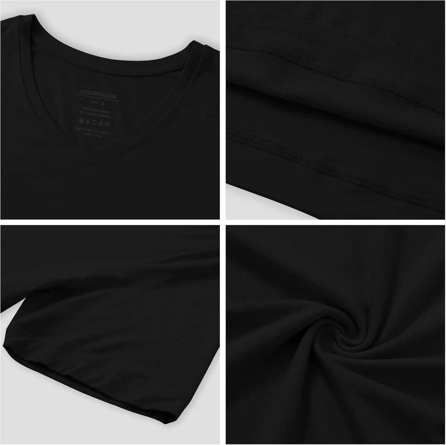 COLORFULLEAF Men's Undershirts Bamboo Rayon Short Sleeve Crewneck/V-Neck Tees Slim-fit T-Shirts 3 or 5 Pack