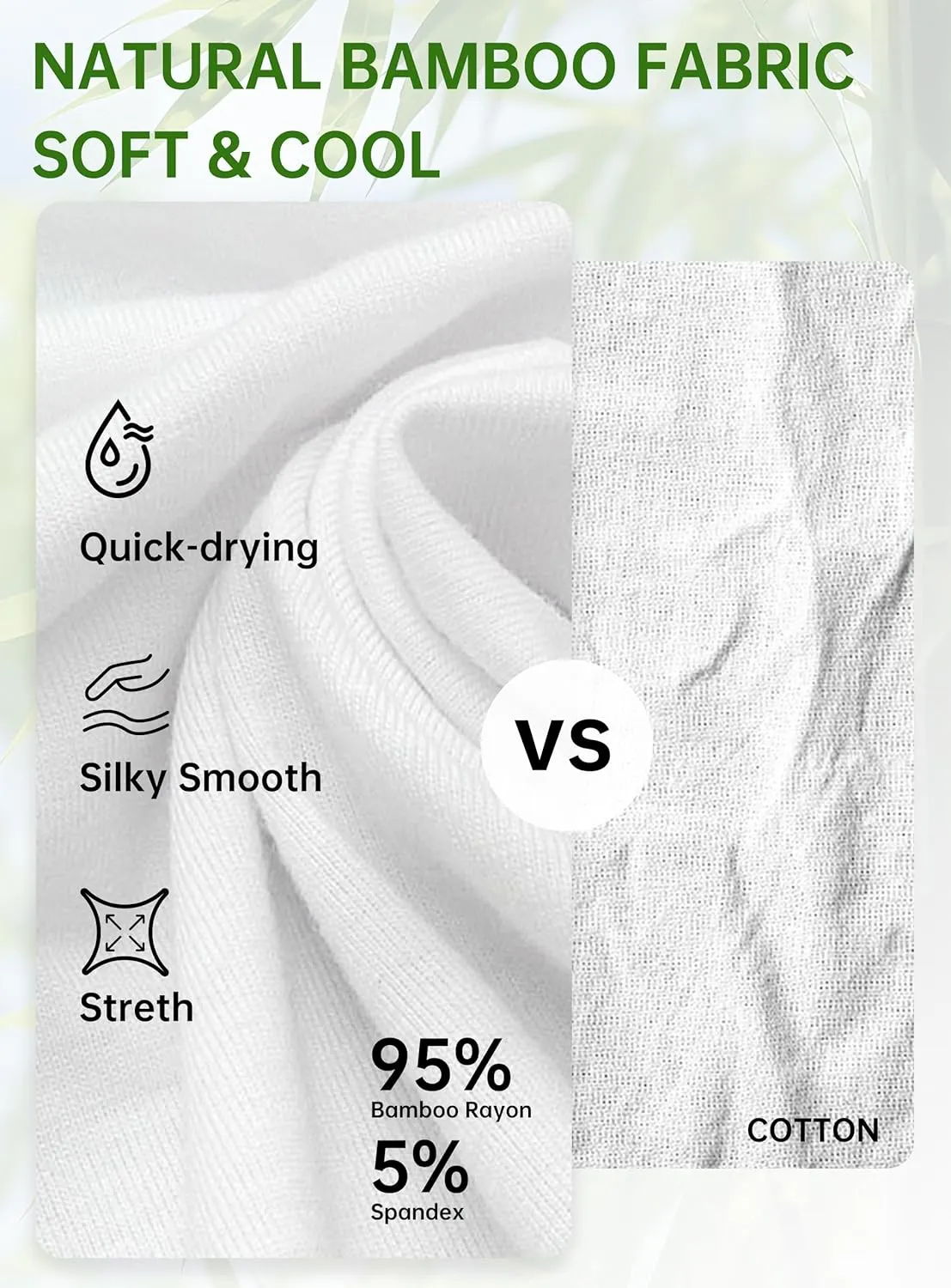 COLORFULLEAF Men's Undershirts Bamboo Rayon Short Sleeve Crewneck/V-Neck Tees Slim-fit T-Shirts 3 or 5 Pack
