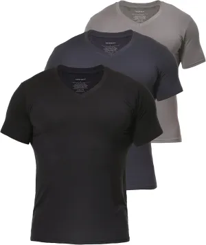 Comfneat Men's Undershirts Viscose V-Neck Cool Feeling T-Shirt 3-Pack