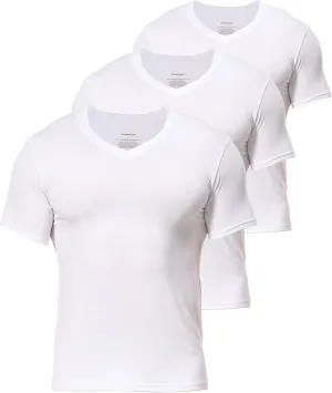 Comfneat Men's Undershirts Viscose V-Neck Cool Feeling T-Shirt 3-Pack