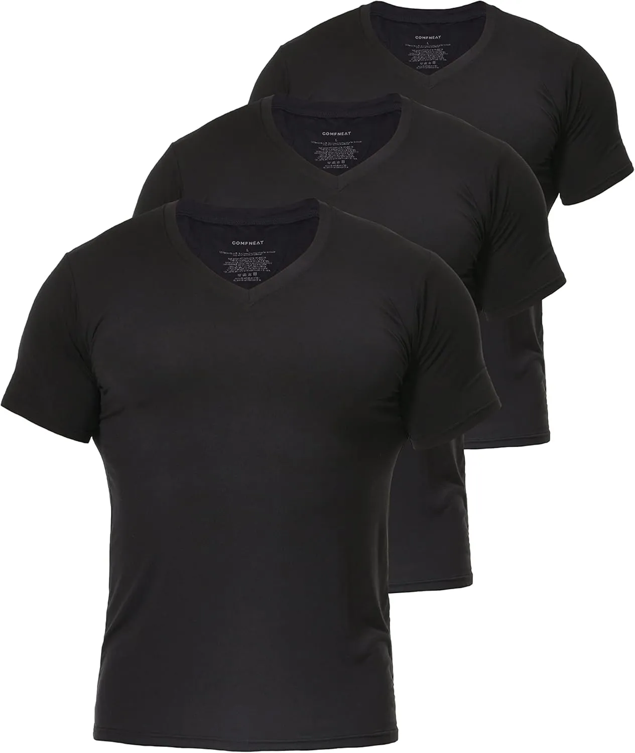 Comfneat Men's Undershirts Viscose V-Neck Cool Feeling T-Shirt 3-Pack