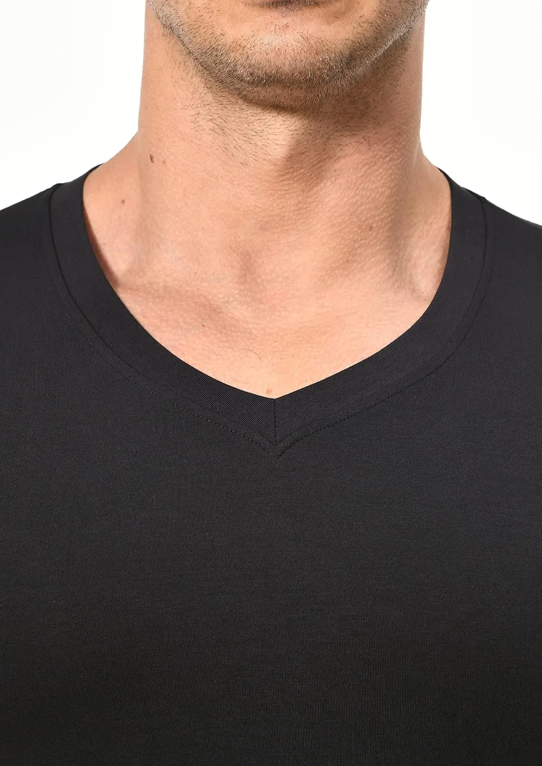 Comfneat Men's Undershirts Viscose V-Neck Cool Feeling T-Shirt 3-Pack