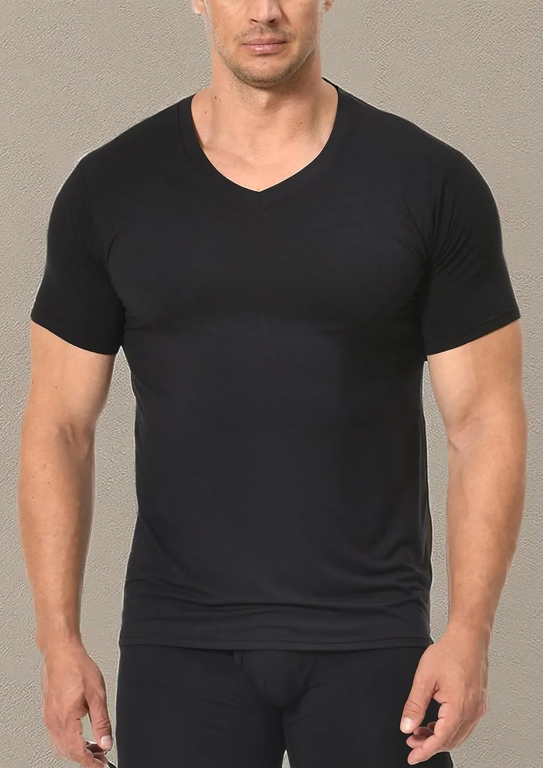 Comfneat Men's Undershirts Viscose V-Neck Cool Feeling T-Shirt 3-Pack