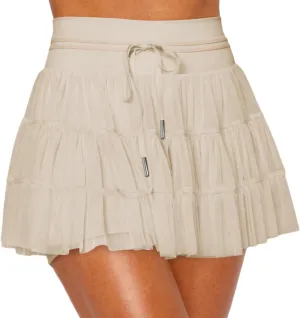 Cresay Women's Pleated Skirt High Waisted Ruffle Tennis Skirts Sports Skater Running Skorts with Shorts Pockets