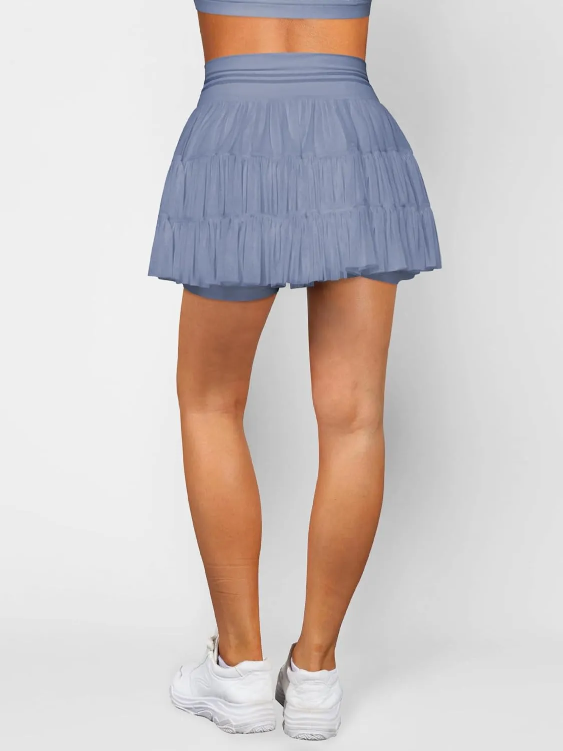 Cresay Women's Pleated Skirt High Waisted Ruffle Tennis Skirts Sports Skater Running Skorts with Shorts Pockets