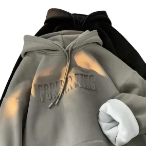 Custom Thick Baggy Drop Plain Wholesale Streetwear  هودي رجالي شتوي بنقش ثلاثي