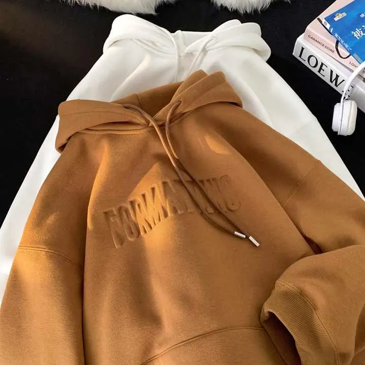 Custom Thick Baggy Drop Plain Wholesale Streetwear  هودي رجالي شتوي بنقش ثلاثي