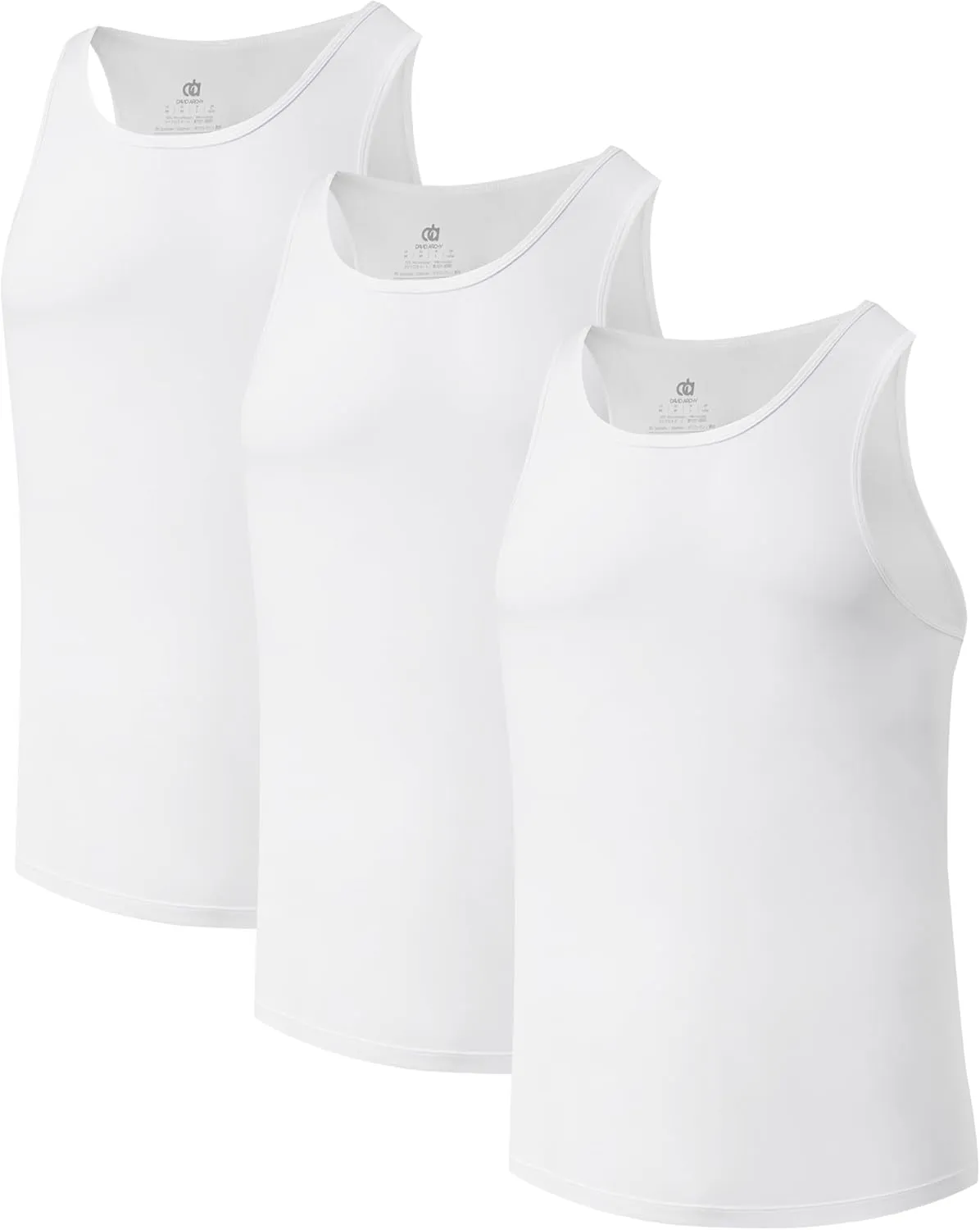 DAVID ARCHY Men's Tank Top Undershirt Micro Modal Undershirts Moisture-Wicking Tank A-Shirt for Men, 3-Pack