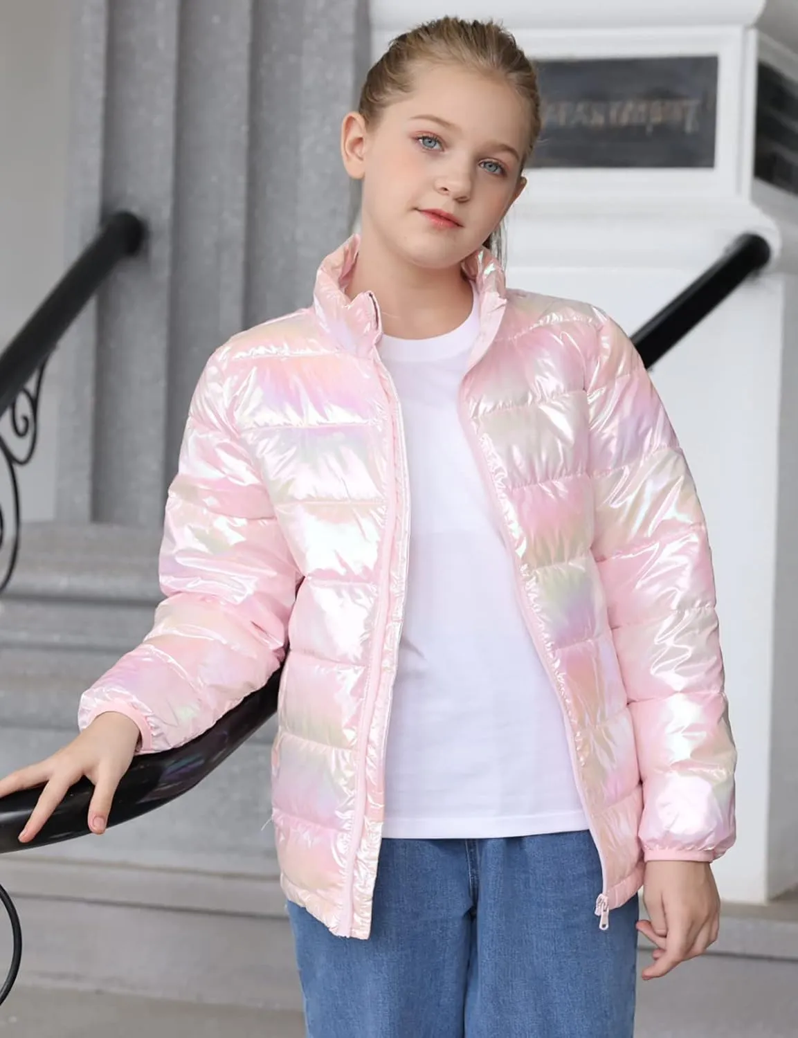 Enlifety 4-12T Girls Coat Long Sleeve Winter Jacket Lightweight Warm Puffer Outwear with Pocket