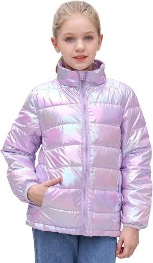 Enlifety 4-12T Girls Coat Long Sleeve Winter Jacket Lightweight Warm Puffer Outwear with Pocket
