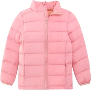 Enlifety 4-12T Girls Coat Long Sleeve Winter Jacket Lightweight Warm Puffer Outwear with Pocket