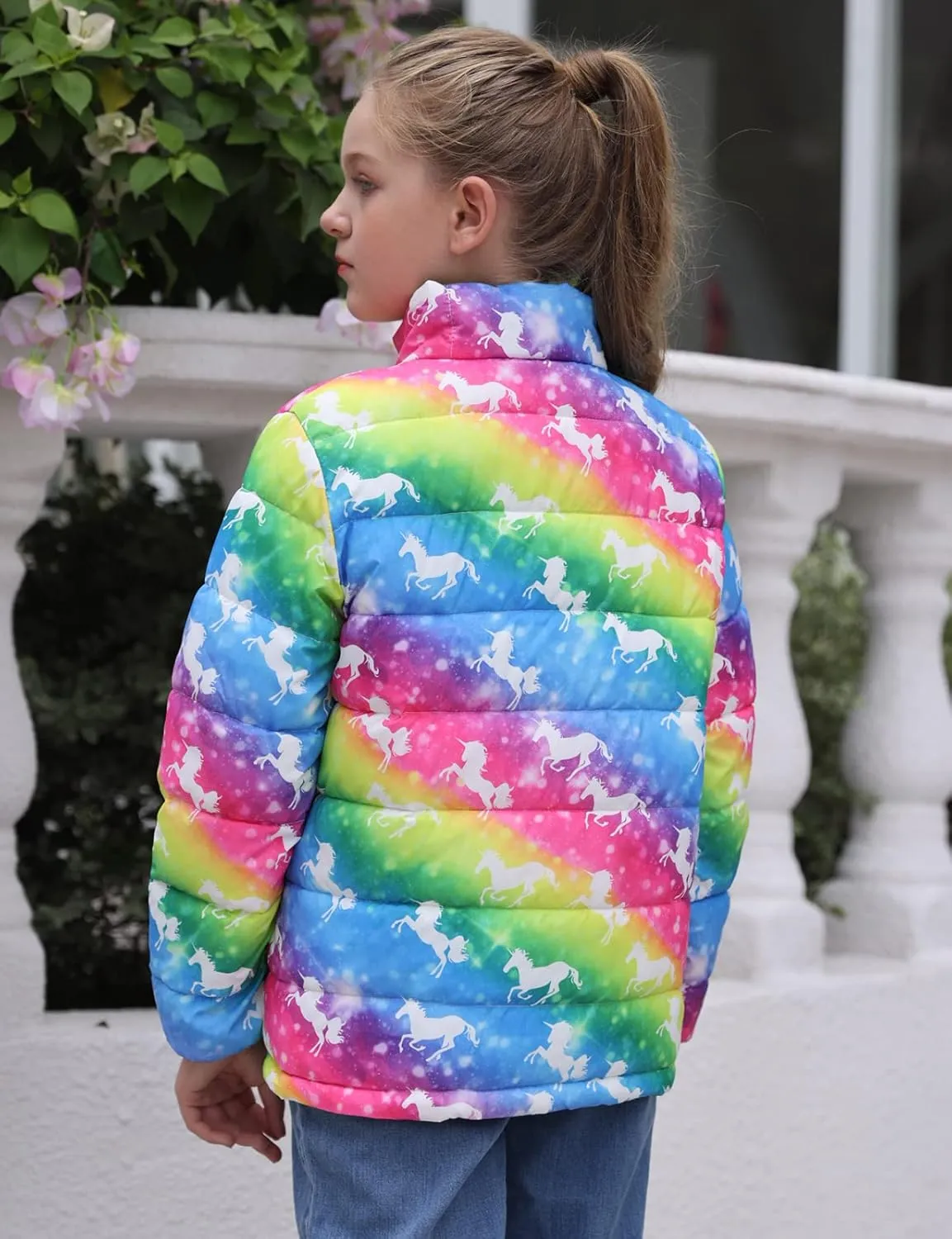 Enlifety 4-12T Girls Coat Long Sleeve Winter Jacket Lightweight Warm Puffer Outwear with Pocket