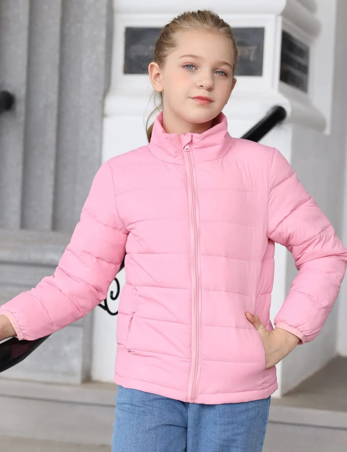 Enlifety 4-12T Girls Coat Long Sleeve Winter Jacket Lightweight Warm Puffer Outwear with Pocket